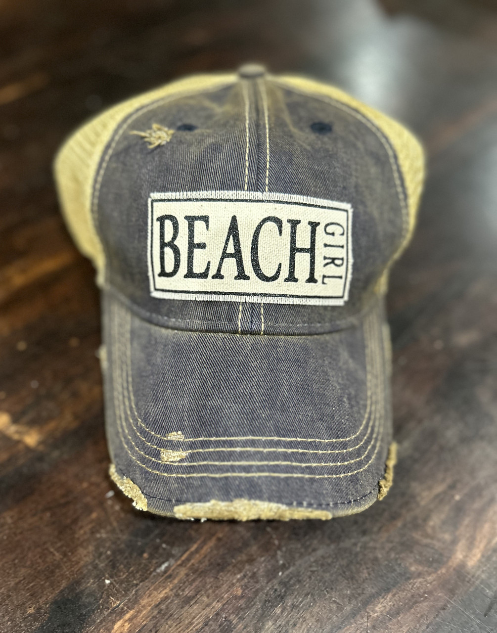 Distressed Beach Girl Trucker Hat Beach Girl Distressed Trucker Cap - Reef & Willow main image 3