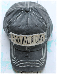 Bad Hair Day patch charcoal baseball cap by Dang Chicks