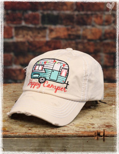 Khaki Happy Camper baseball hat by Dang Chicks