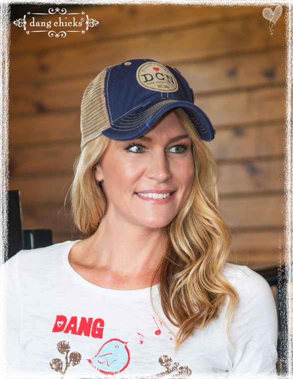 Blue trucker hats by Dang Chicks