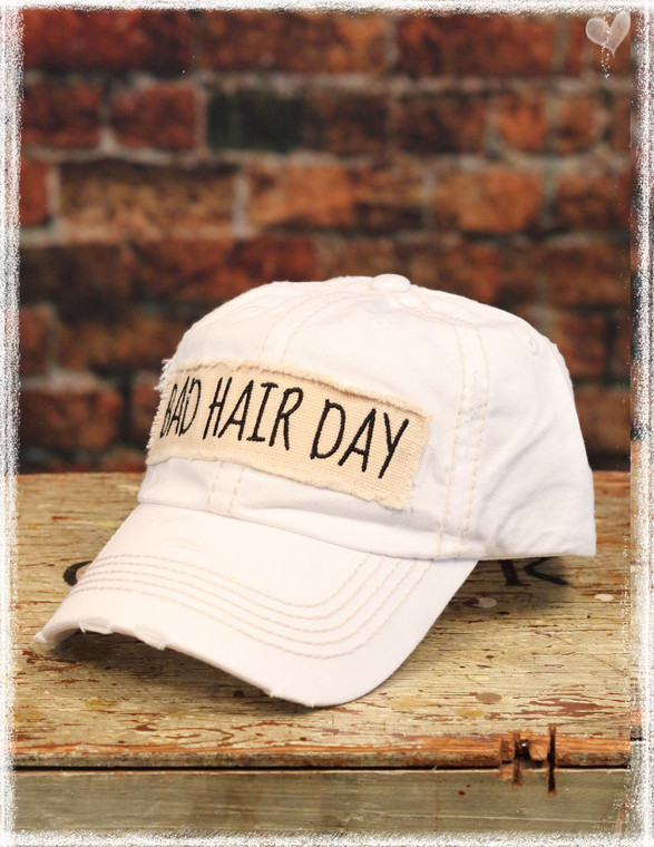 White Bad Hair Day baseball hat by Dang Chicks