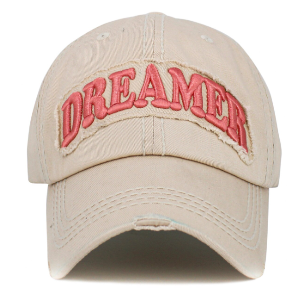 Dreamer Distressed Baseball Hat - Stone