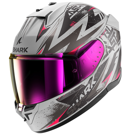 Shark D-Skwal 3 Blast-R Motorcycle Helmet SVK - Matte Grey/Pink