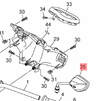 Genuine Yamaha RayZR 2024 Left/Near Side Rear View Wing Mirror - B97-F6280-00