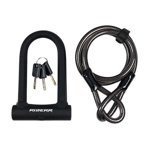Riderr Motorcycle U-Lock Cable Black