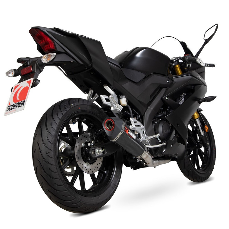 Scorpion Carbon Fibre Serket Taper Full System (de-cat) Yamaha YZF R 125 2019-2020