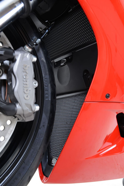 R&G Radiator Guard RAD0117BK Ducati Panigale 899 '13-, 959 '16-, 1199 '12-, 1299 '15- & Panigale V2 ’20-
