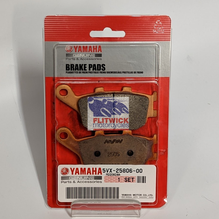 Genuine Yamaha YZF-R, MT, XSR, & Tracer Rear Brake Pad Pair Set - 5VX-25806-00