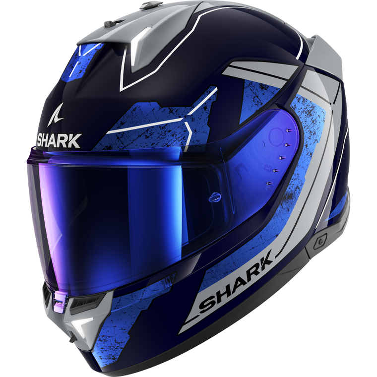 Shark Skwal i3 Motorcycle Helmet RHAD - Blue/Chrome/Silver