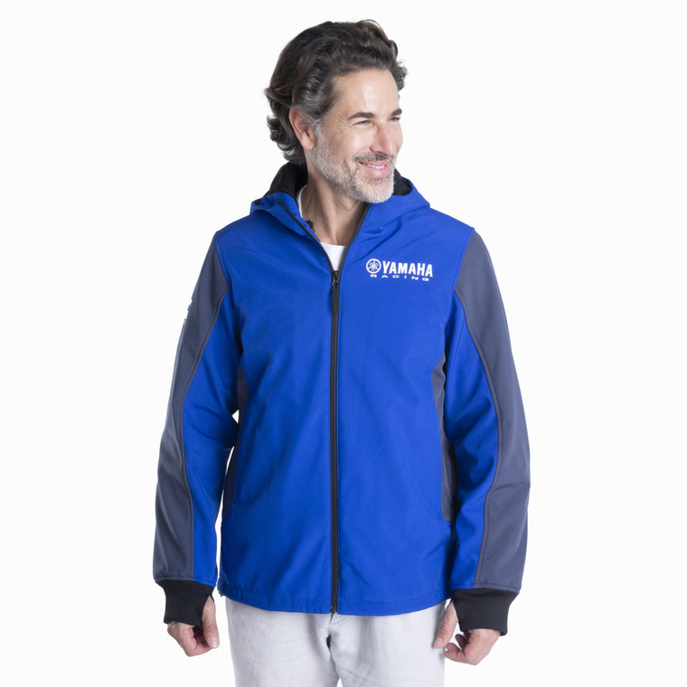 Genuine Yamaha Men's Paddock Blue Softshell Rwan Armoured Riding Hoodie/Jacket