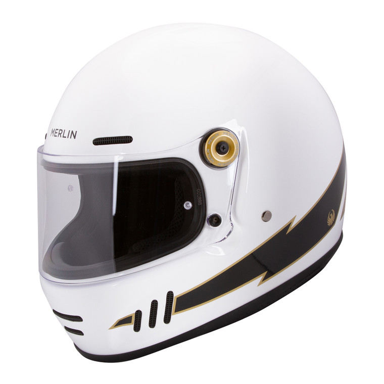 Merlin Revival Vintage Full-Face Motorcycle Helmet - Flash Optic White