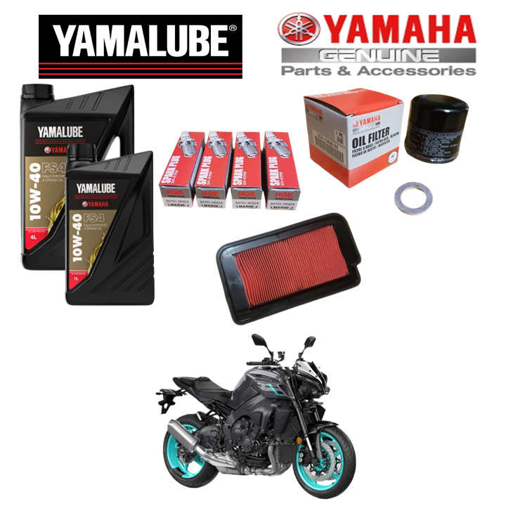 Genuine Yamaha Yamalube Fully-Synthetic Oil & Service Parts Kit For MT-10 & SP 2022 Onwards - Oil/Filters/Spark Plugs/Washer