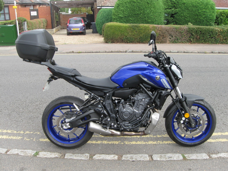 Yamaha MT-07. Only 1062 miles, top box, rack, tail tidy and rad guard. 