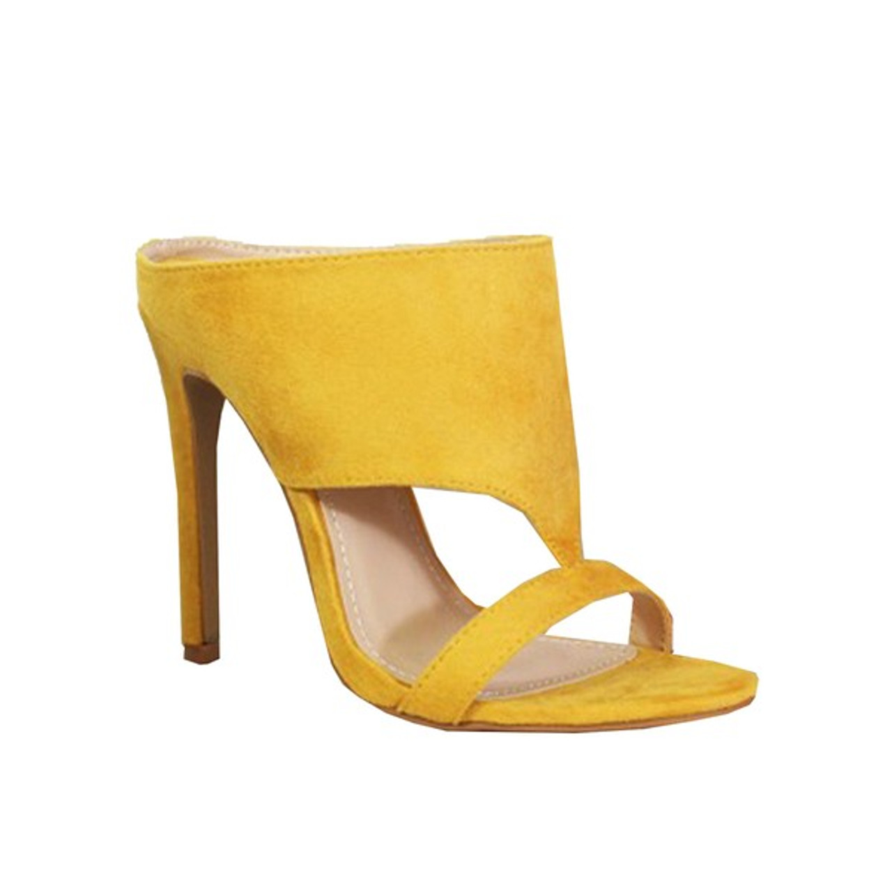 mustard color heel shoes