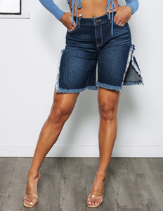 Slit bremuda  Shorts : Dark Blue 