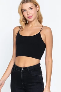 Knit cami crop top  : black 
