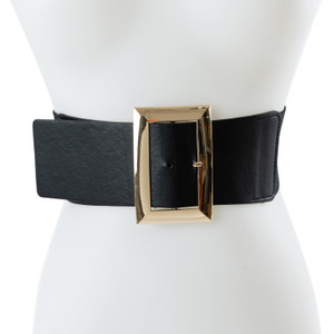 Square buckle waist belt : black 