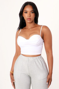Bustier top with ruched mesh
