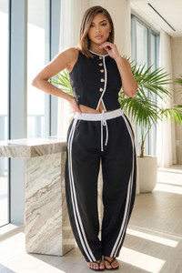 Not regular vest and barrel pant set