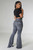ash black high waist jeans : wide bell 