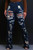 Dark blue high rise distressed :jeans 