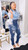 High waist skinny dark blue distressed jeans 