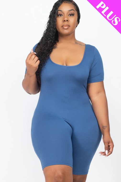 AmoriSkye plus size comfy romper : blue haze 