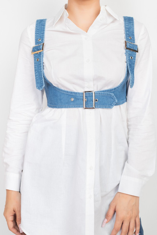 Adjusted belted denim vest top