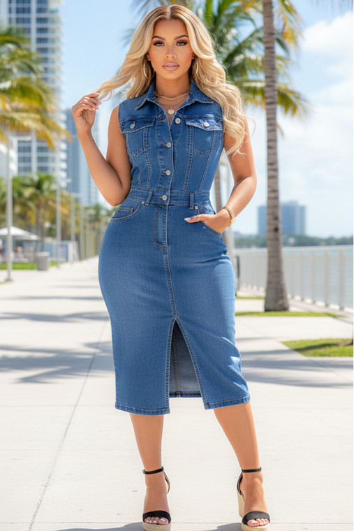 Sirena Midi denim dress