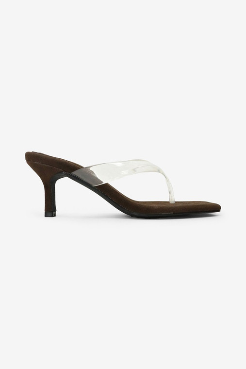 Chocolate thong mule heel