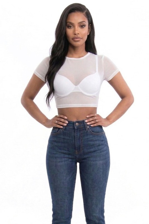 AmoriSkye classic mesh top :white