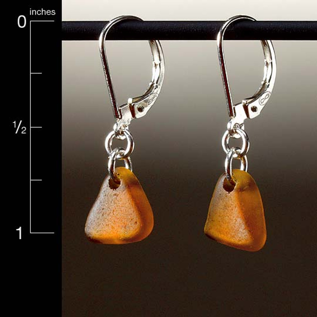 Brown Sea Glass Top-Drilled Leverback Earrings