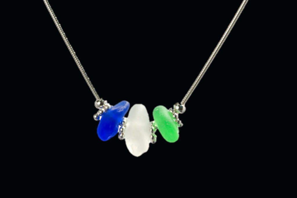 Three Stone Snake Sea Glass Necklace