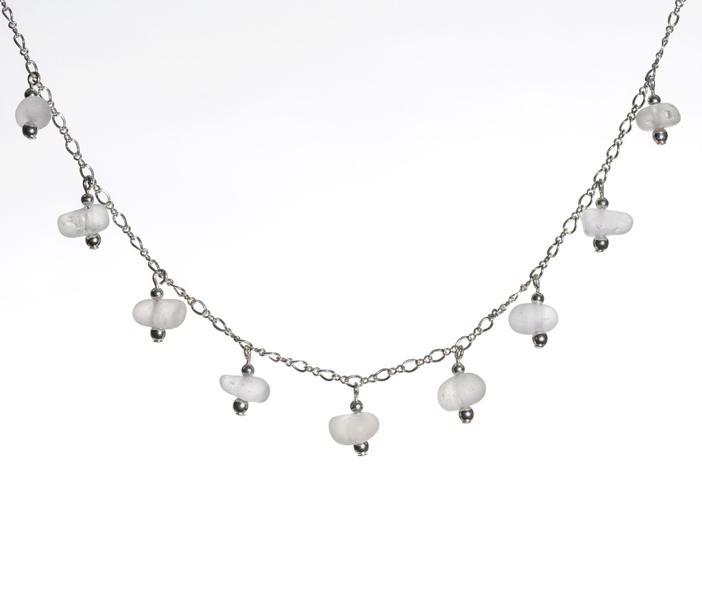 Lake Erie Sterling Silver Clear Dangle Necklace