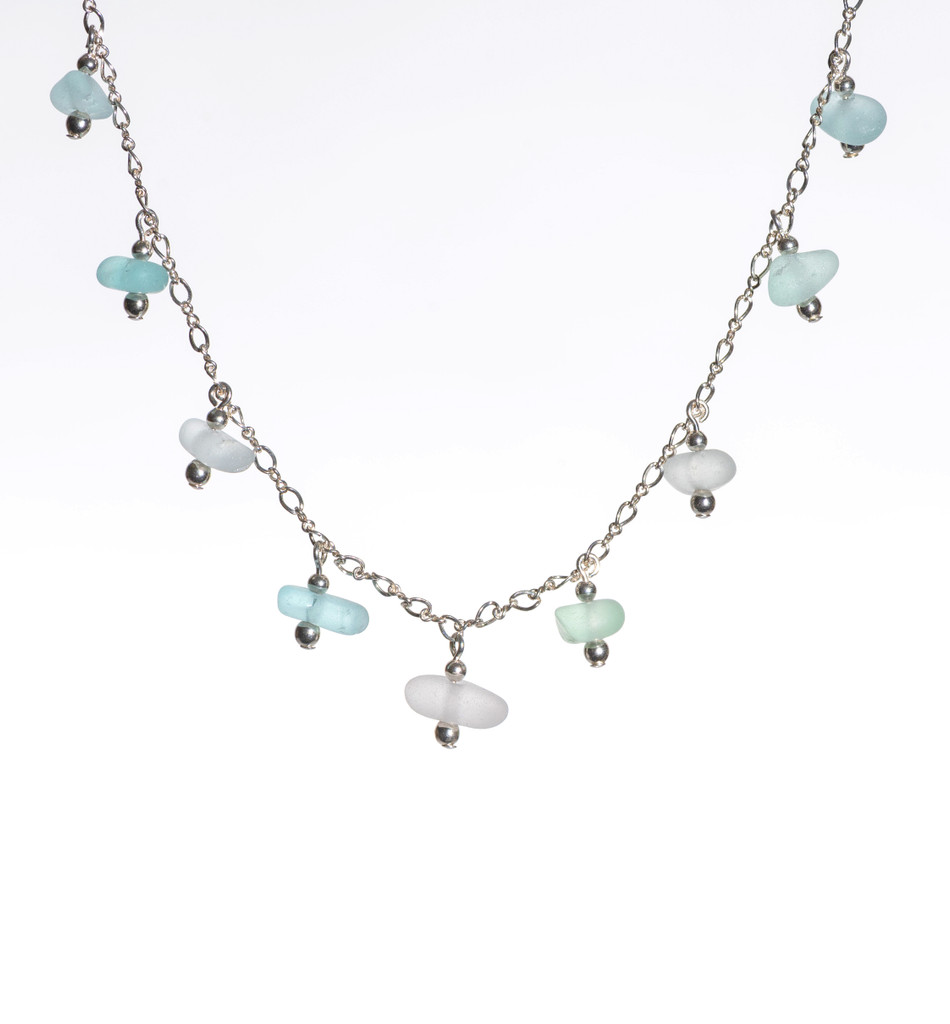 Coastal Aqua Sterling Silver Dangle Necklace