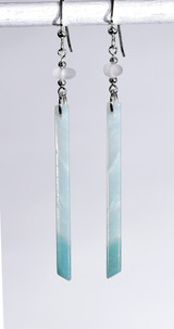 Amazonite and Clear Beach Glass Earrings