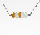 Sterling Silver Bar Necklace in Amber, Clear and Soft Aqua