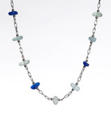 Blue & Aqua  Sterling Silver Sea Glass Necklace