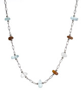 Aqua and Brown Sterling Silver Sea Glass Necklace