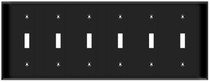 (WS6B) Toggle Switch Wall Plate 6-Gang Black