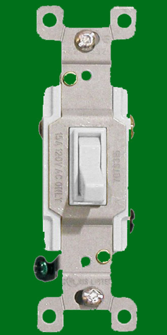 15 Amp Single-Pole Toggle Light Switch, White