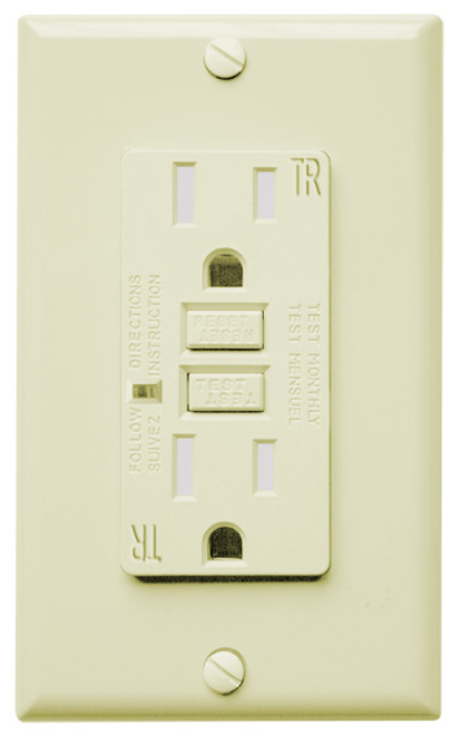 GFCI 15Amp Tamper Resistant UL943 w/ LED Almond
