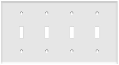 (WS4W) Toggle Switch Wall Plate 4-Gang White