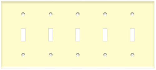 (WS5A) Toggle Switch Wall Plate 5-Gang Almond