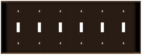 (WS6BRN) Toggle Switch Wall Plate 6-Gang Brown