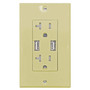 Decorative 20Amp Tamper Resistant Duplex USB Charger Ivory