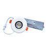 High-performance LED recessed gimbal downlight with integrated junction box, designed for modern residential and commercial lighting applications. This adjustable directional downlight features a clean white trim with a precision-engineered reflector and high-efficiency COB LED, delivering focused illumination ideal for accent and task lighting. The included metal junction box ensures easy installation and secure wiring, while the compact design allows for seamless integration into ceilings. Perfect for use in kitchens, living spaces, retail displays, galleries, and office environments requiring adjustable, energy-efficient lighting solutions.
