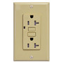 GFCI 20Amp Tamper Resistant UL943 w/ LED Ivory