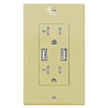 Decorative 20Amp Tamper Resistant Duplex USB Charger Ivory