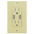 Decorative 15Amp Tamper Resistant Duplex USB Charger Ivory